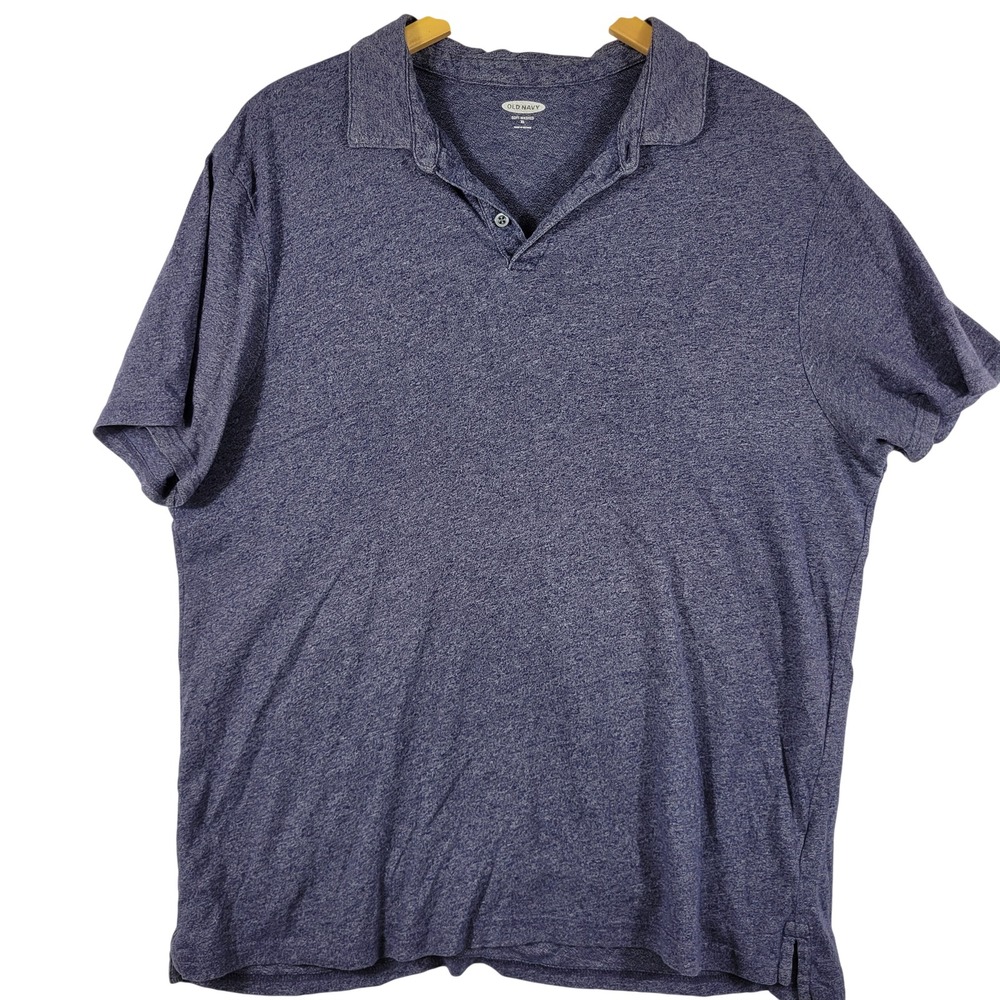 Old Navy Polo Shirt Mens XL Blue Soft Washed Heathered Short Sleeve Minimalist